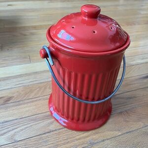 Red Ceramic Fire Hydrant Composter / Dog Cookie Jar